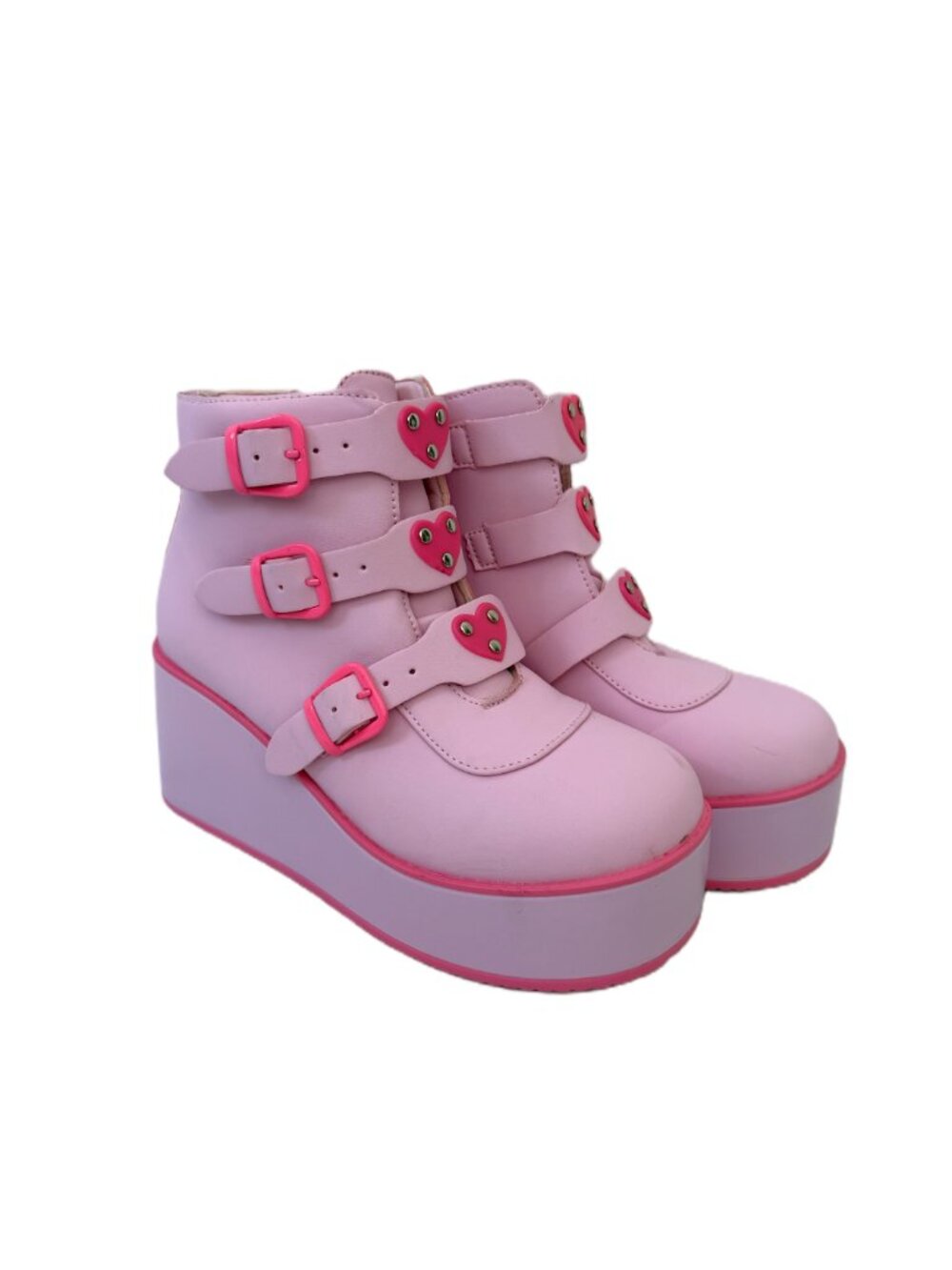 Pink Platform Heart Buckle Boots Princess Peach Cosplay Costume Women's Size 8